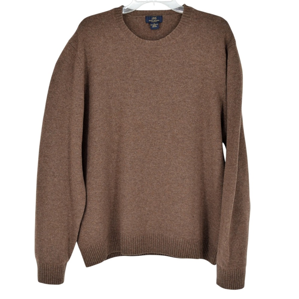 Vintage 90s Brooks Brothers Sweater Men XL Brown Donegal Lambswool Crewneck FLAW